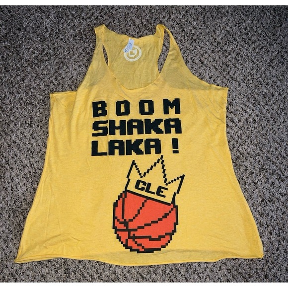 Bella Women's Vintage Yellow‎ "Boom Shaka Laka" CLE Basketball Tank Top size XL - Picture 1 of 5
